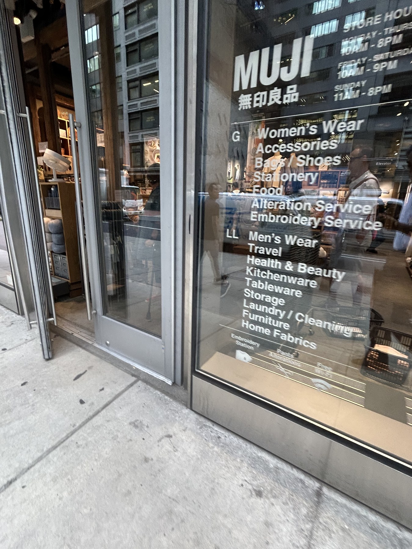 MUJI Fifth Avenue入口のフロア案内